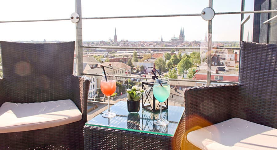 Aussicht auf Lübeck in der Panorama Bar.